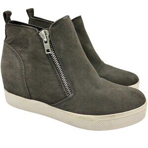 Steve Madden Womens Grey Suede Zipper Wedgie Sneakers Size 9.5